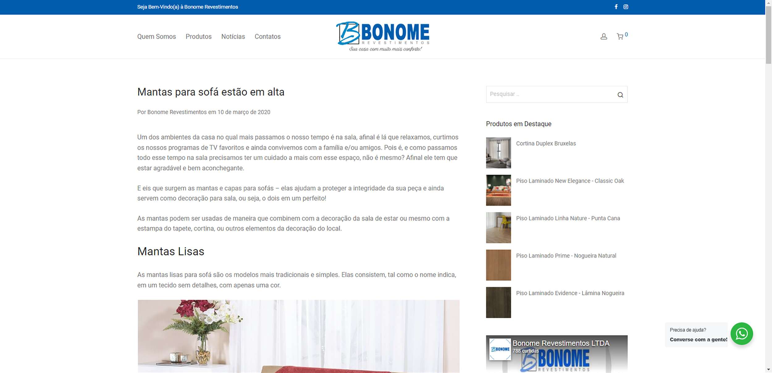 RAO Marketing Digital - Bonome Revestimentos Website